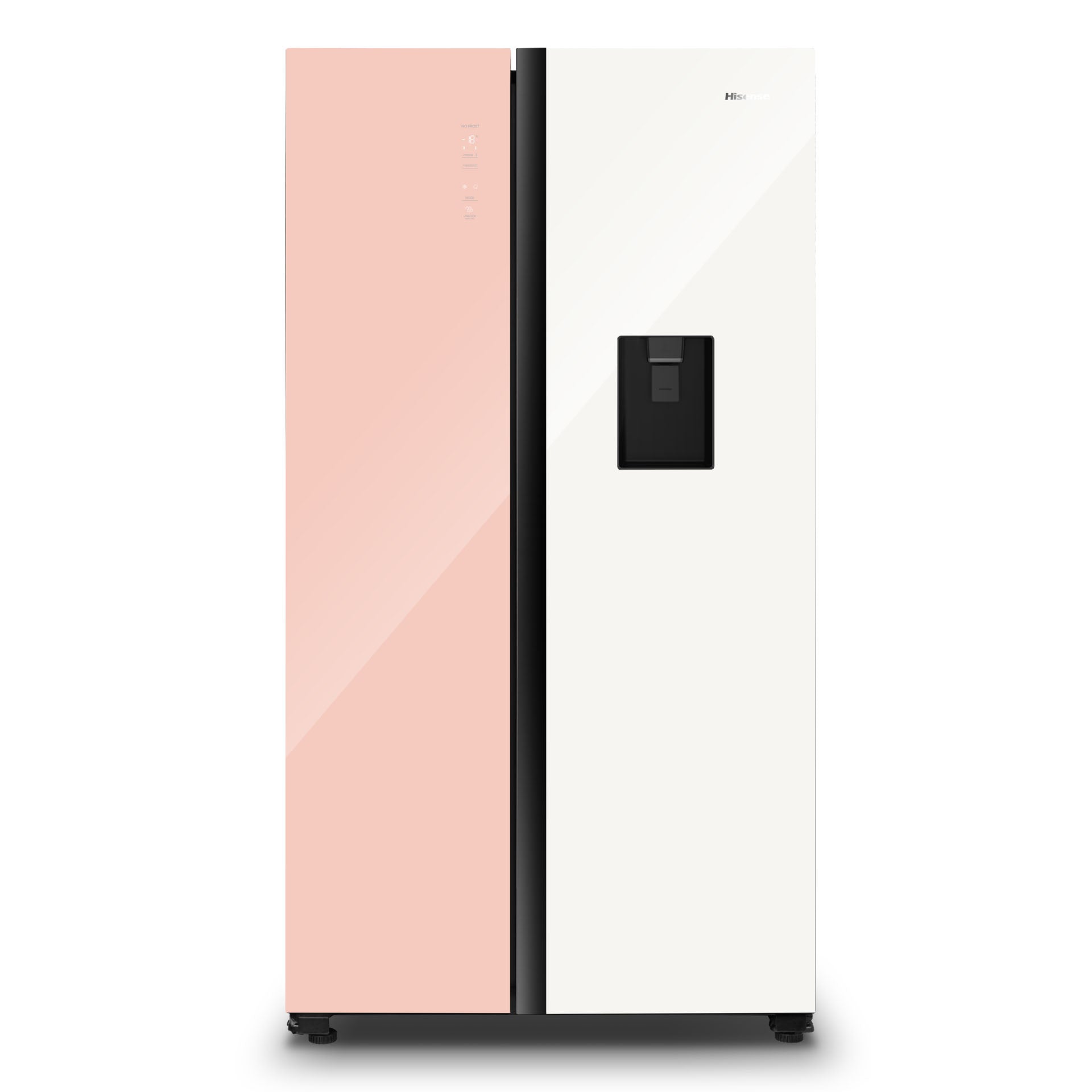 Hisense H670SDP-WD 508L White + Pink Glass Delectable Side By Side Refrigerator With Water Dispenser